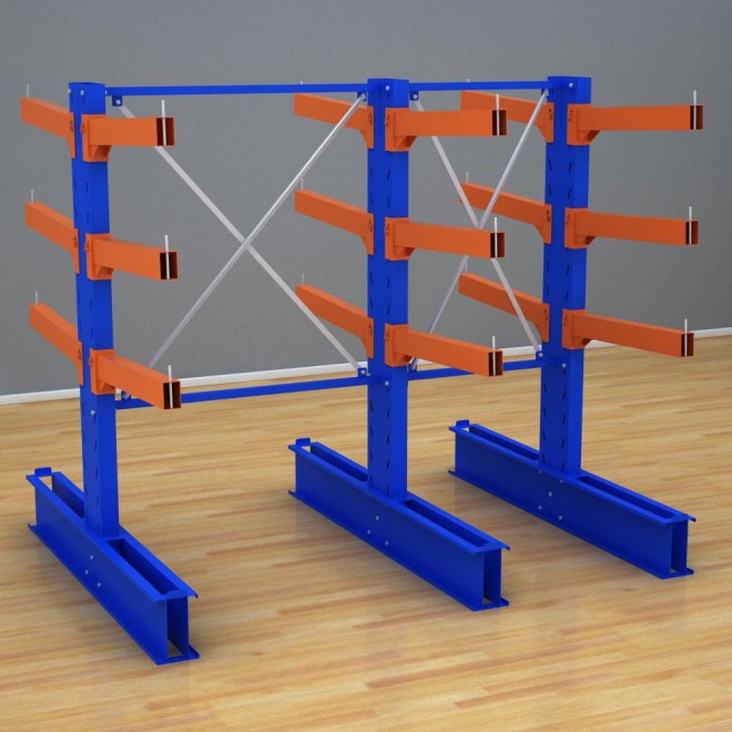 Schweres Kragarmregal 2 Felder mit 3 Ebenen