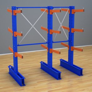 Schweres Kragarmregal 2 Felder mit 3 Ebenen