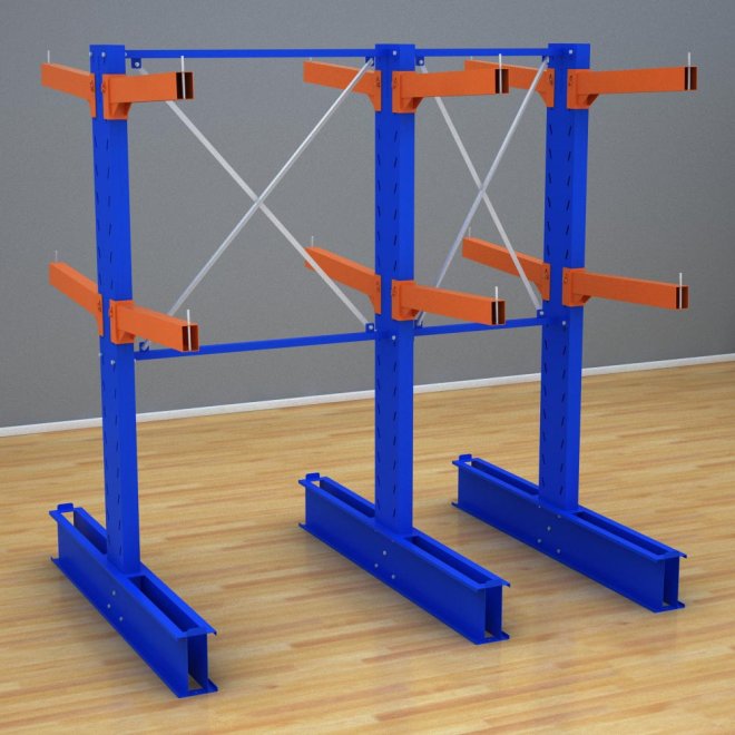 Schweres Kragarmregal 2 Felder mit 2 Ebenen