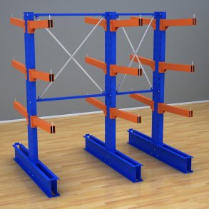 Schweres Kragarmregal 2 Felder mit 3 Ebenen