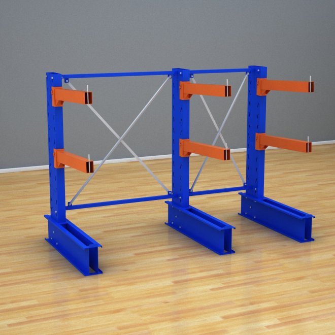 Schweres Kragarmregal 2 Felder mit 2 Ebenen