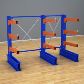 Schweres Kragarmregal 2 Felder mit 3 Ebenen