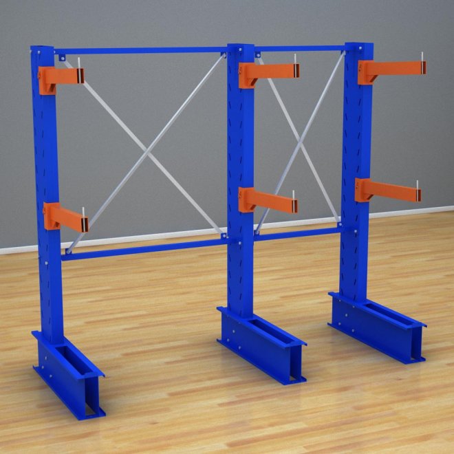 Schweres Kragarmregal 2 Felder mit 2 Ebenen