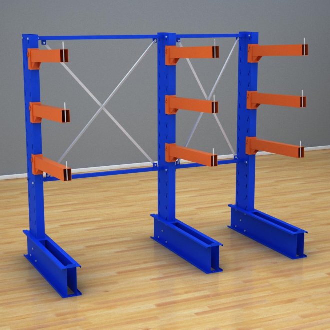 Schweres Kragarmregal 2 Felder mit 3 Ebenen