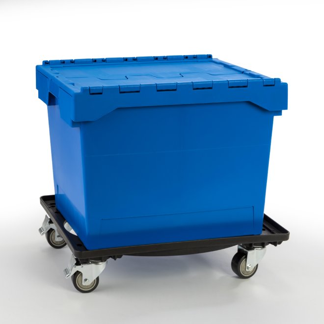 Kunststoffbox in blau mit festem Deckel