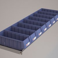 Hylde til Bilreol med 8 plastkasser