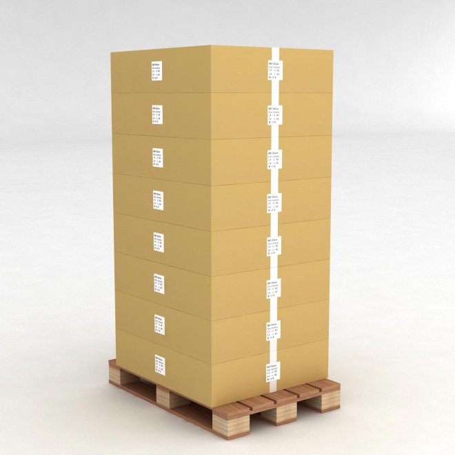 1 palle med 256 Plastlda med etiketthllare L: 40 x B: 11.7 x H: 9 cm