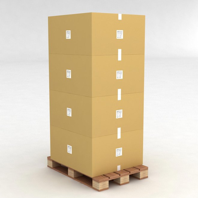 1 palle med 96 Plastlda med etiketthllare L: 40 x B: 23.5 x H: 14 cm