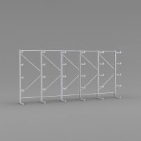 Leichtes einseitiges Kragarmregal mit 5 Felder und 4 Trageebenen