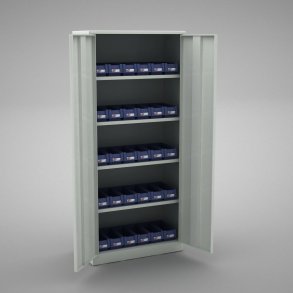 Materialskp i stl med 24 plastldor