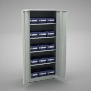 Materialskp i stl med 15 plastldor