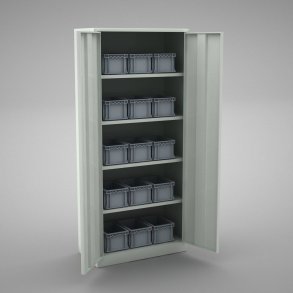 Materialskp i stl med 15 plastldor