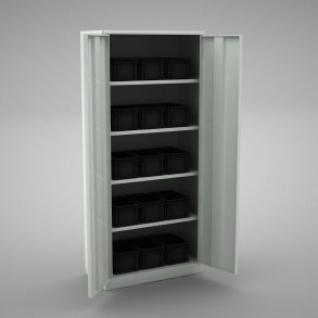 Materialskp i stl med 15 plastldor