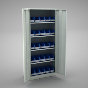 Materialskp i stl med 25 plastldor