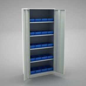 Materialskp i stl med 20 plastldor