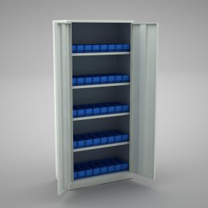 Materialskp i stl med 40 plastldor