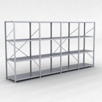 Stahlregal 4 Felder mit 4 Fachböden