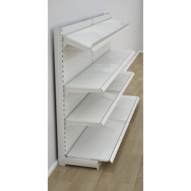 Butiksreol enkeltsidet med metalhylder