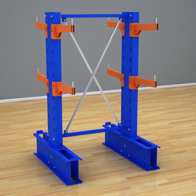 Schweres Kragarmregal 1 Feld mit 2 Ebenen