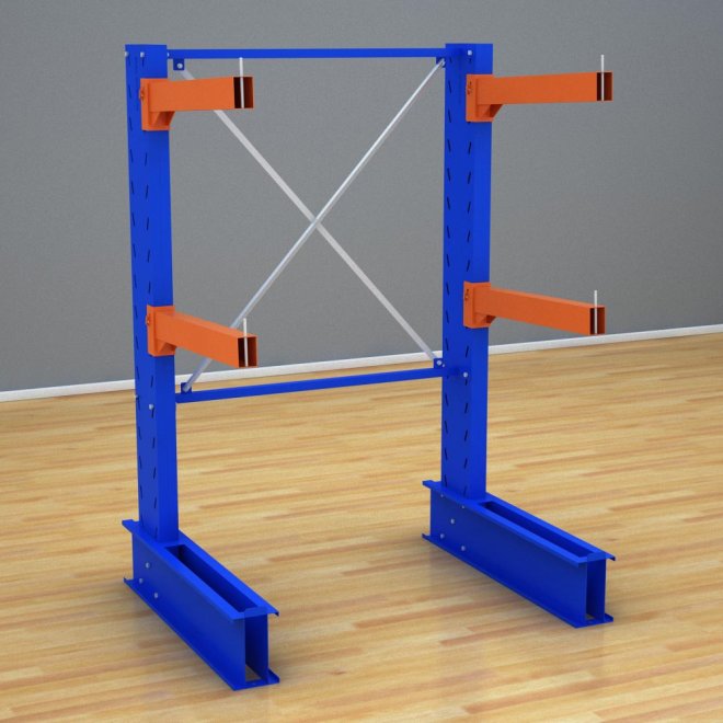 Schweres Kragarmregal 1 Feld mit 2 Ebenen