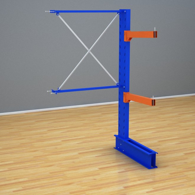 Schweres Kragarmregal einseitig-Anbaufeld mit 2 Ebenen