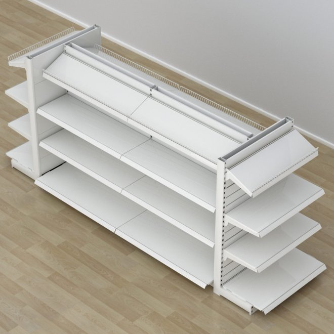 Butiksreol 4-sidet med rillepanel